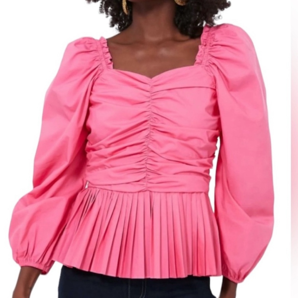 Tuckernuck Hyacinth House Pink Peplum Top